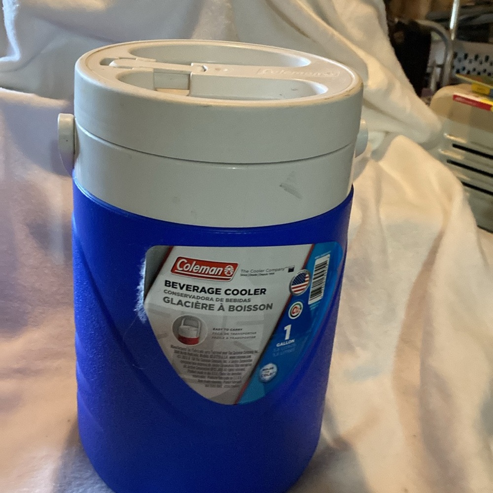 Coleman Blue and White Beverage Dispenser